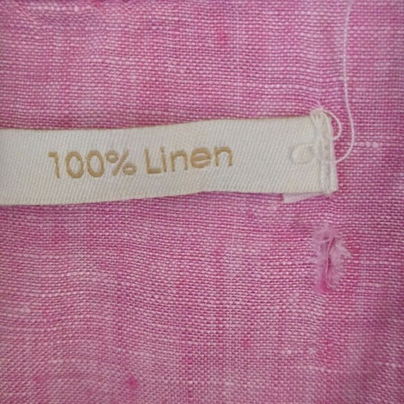 Sigrid Olsen 100% Linen Lagonlook Button Front Pink Tunic Blouse Size 1X - Picture 5 of 7